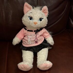 Build-A-Bear White Plush Cat with Pink and Black Outfit